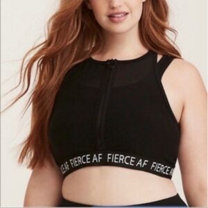 Torrid • Black High Neck Zip Front Mesh 2 Layer Sports Bra 3 Plus Size Athletic